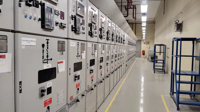 Fire alarm and control panels in a plant room