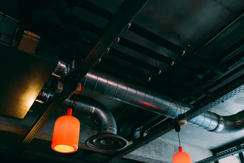 Air conditioning ductwork in a commercial ceiling